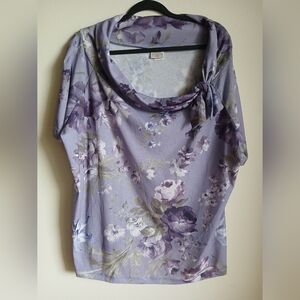 Fiorlini International Floral purple drape neck blouse 26/28